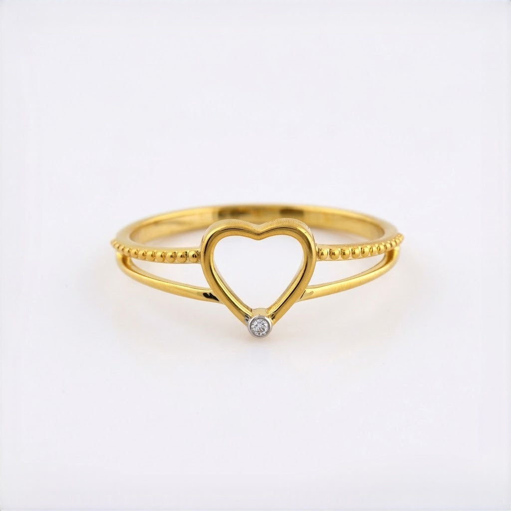 Open Heart Accent Diamond Gold ring