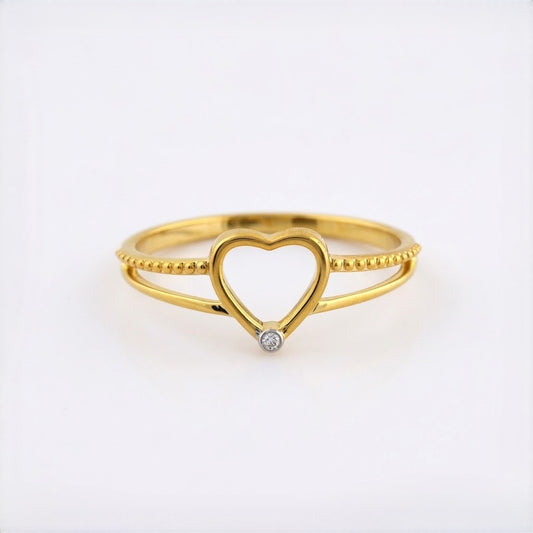 Open Heart Accent Diamond Gold ring