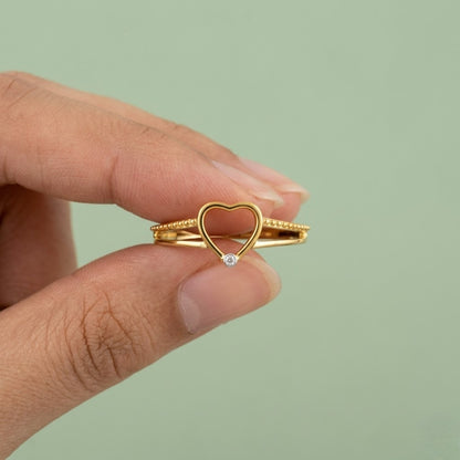 Open Heart Accent Diamond Gold ring