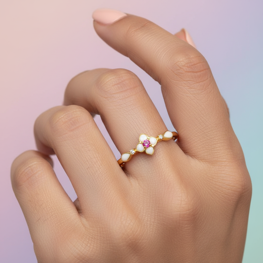Petal Inspired Diamond Gold Ring