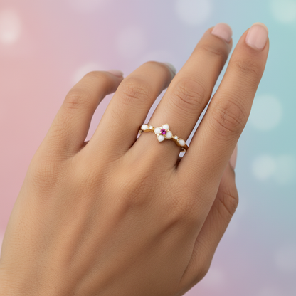 Petal Inspired Diamond Gold Ring