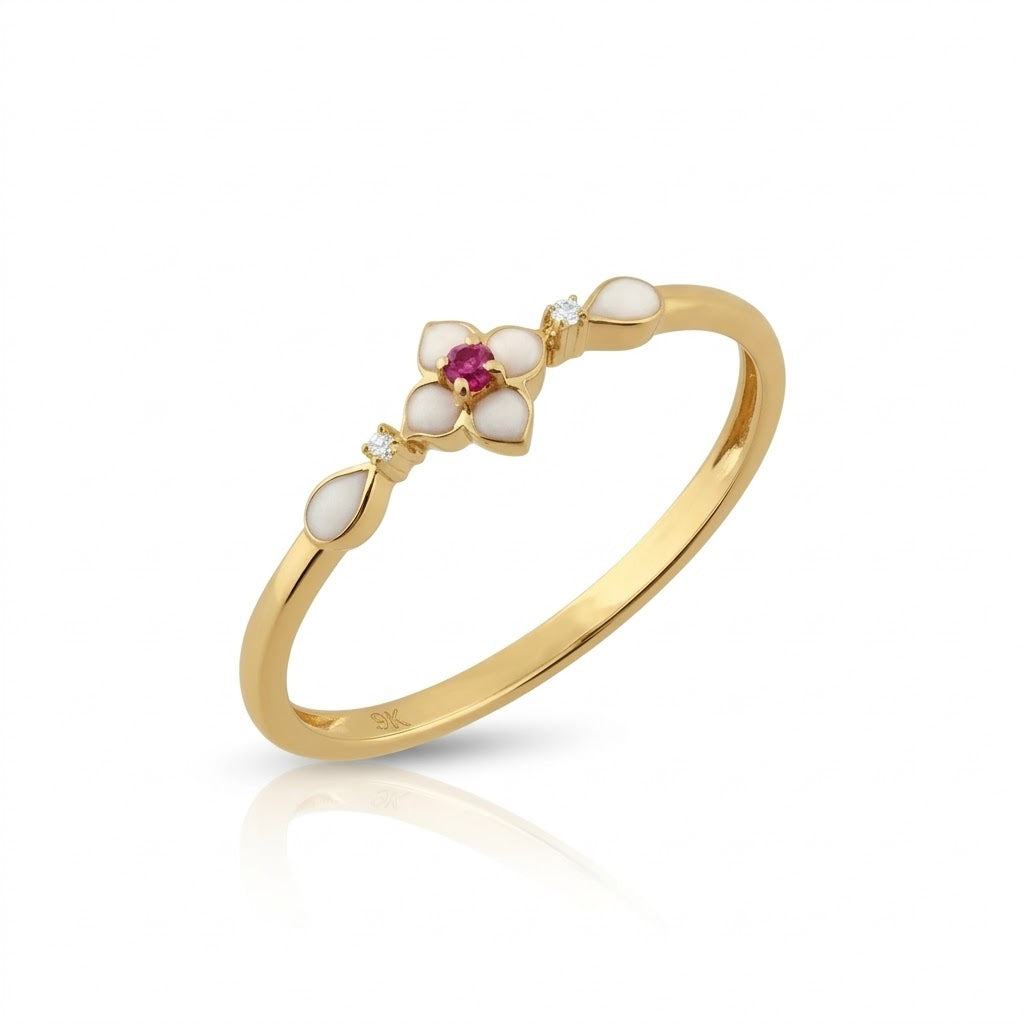 Petal Inspired Diamond Gold Ring