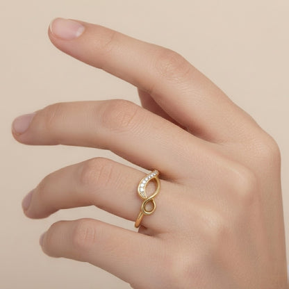 Wave infinity shimmer diamond gold ring