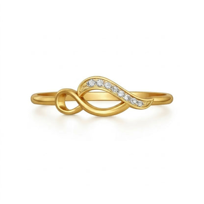 Wave infinity shimmer diamond gold ring
