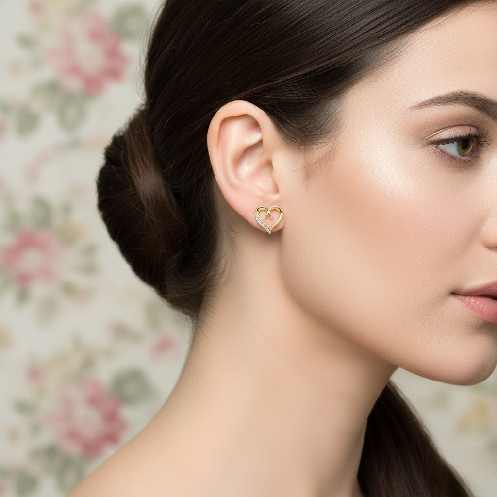 Twisted Heart Harmony Diamond Gold Earrings