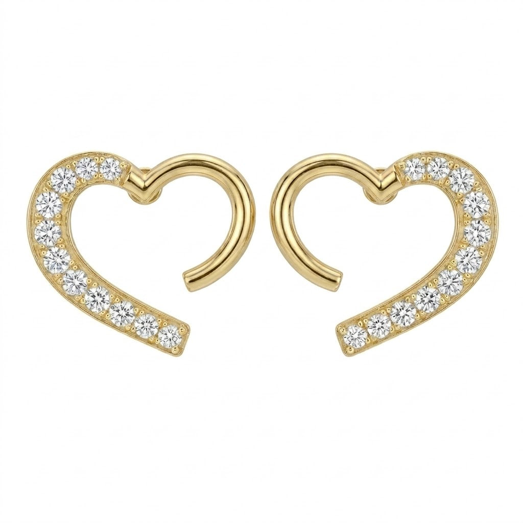 Open Heart Gold Diamond Pendant