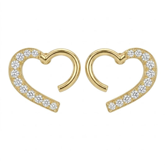 Open Heart Gold Diamond Pendant