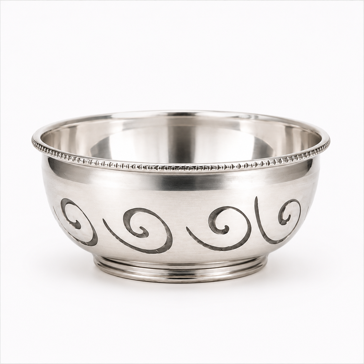 Silver Ornate Swirl Decorative Bowl