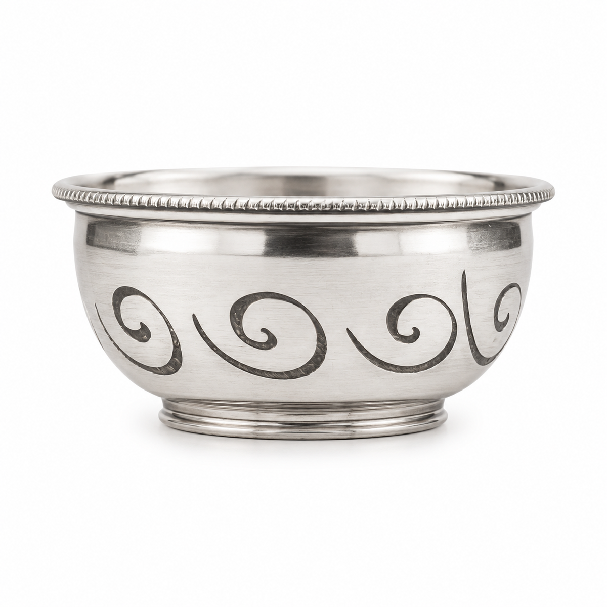 Silver Ornate Swirl Decorative Bowl