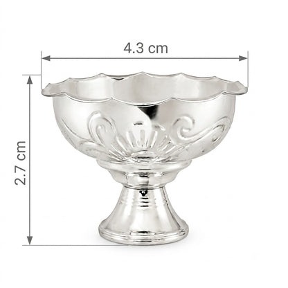Pedestal Decorative Silver Bowl with Floral Engraved Design