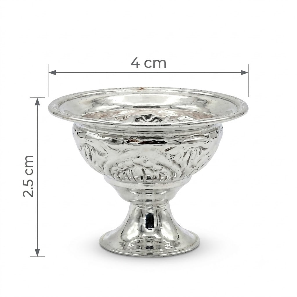 Engraved Silver Pedestal Bowl with Heritage Motif