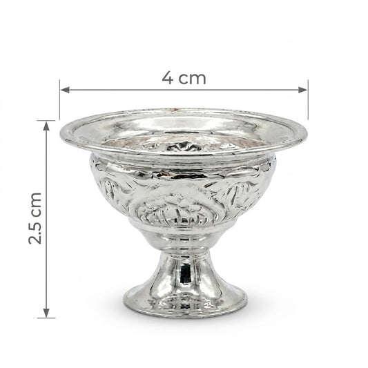Engraved Silver Pedestal Bowl with Heritage Motif