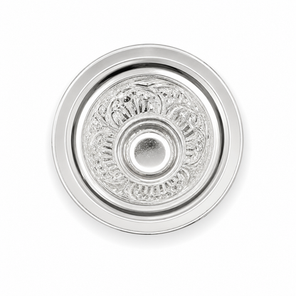 Engraved Silver Pedestal Bowl with Heritage Motif