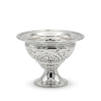 Engraved Silver Pedestal Bowl with Heritage Motif