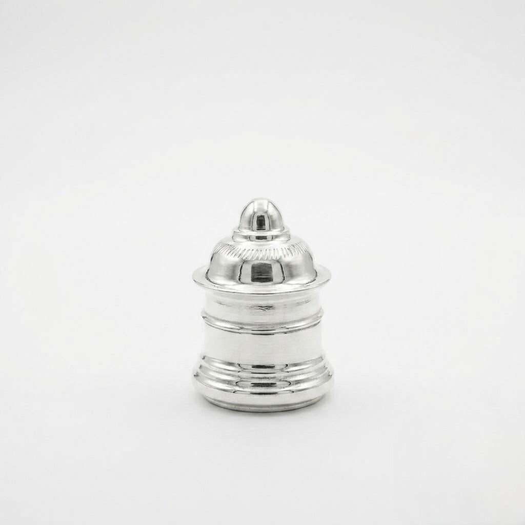 Traditional Silver Kumkum Container with Lid