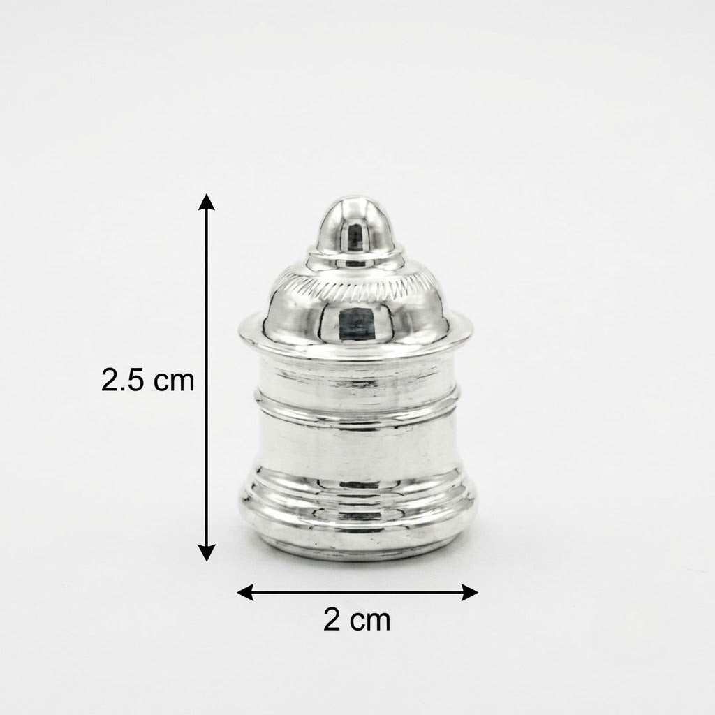 Traditional Silver Kumkum Container with Lid