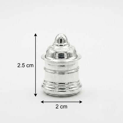 Traditional Silver Kumkum Container with Lid