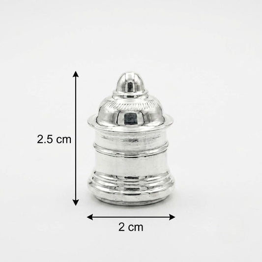 Traditional Silver Kumkum Container with Lid