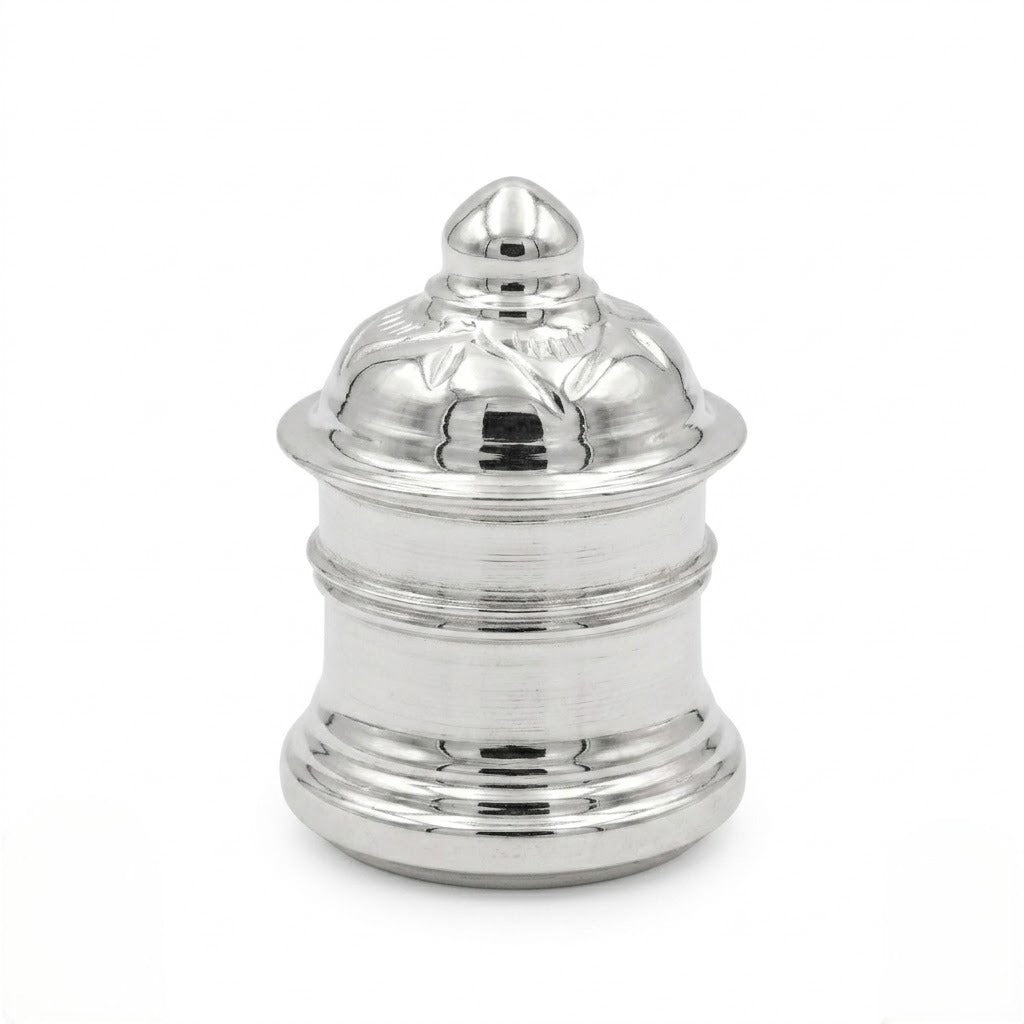 Traditional Silver Kumkum Box with Lid