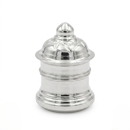 Traditional Silver Kumkum Box with Lid