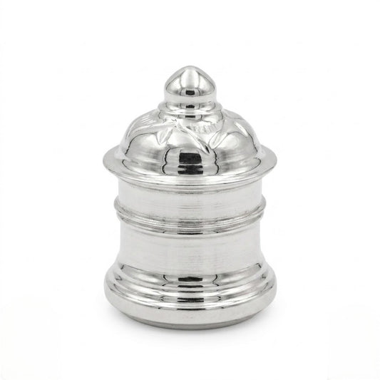 Traditional Silver Kumkum Box with Lid