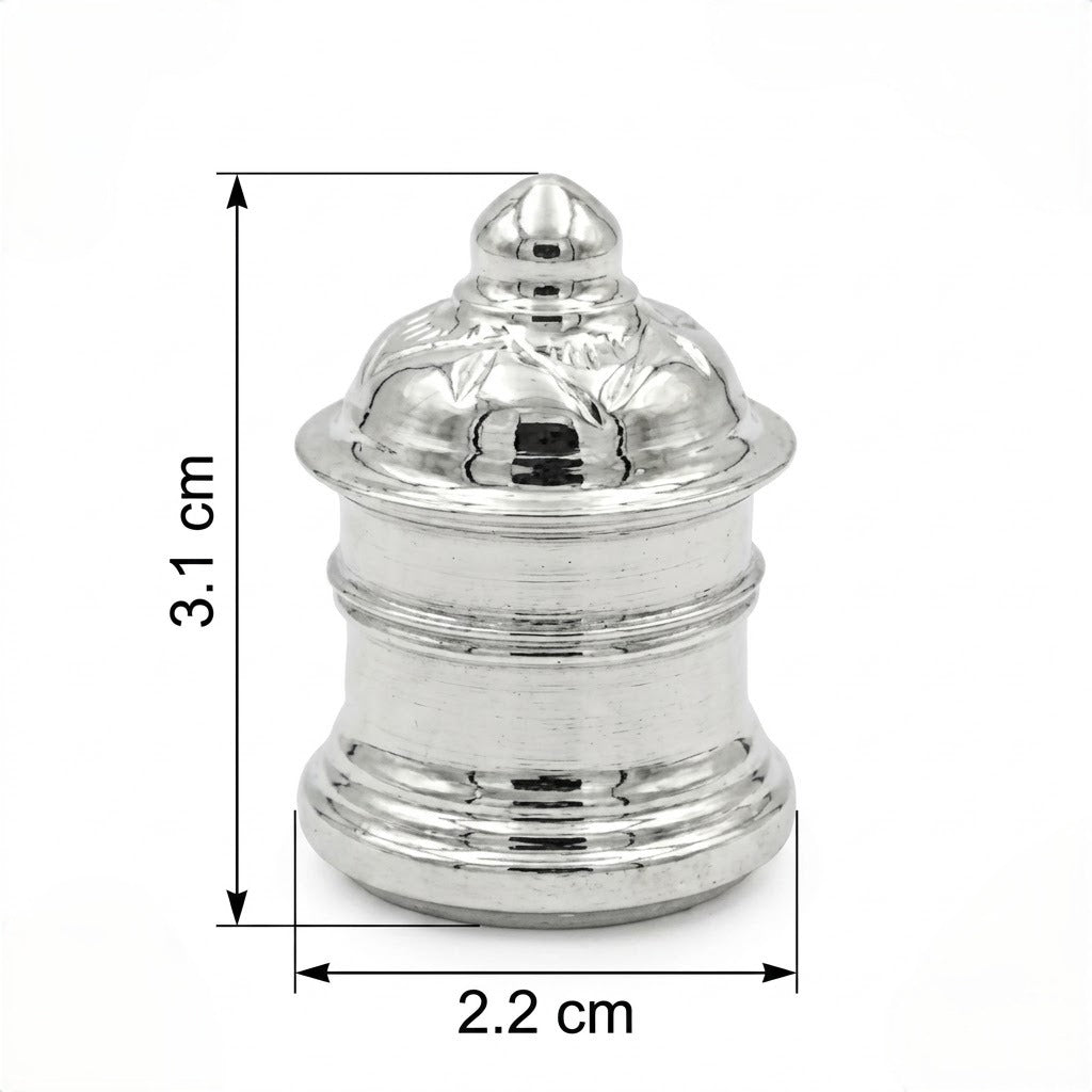 Traditional Silver Kumkum Box with Lid