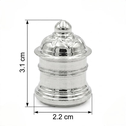 Traditional Silver Kumkum Box with Lid