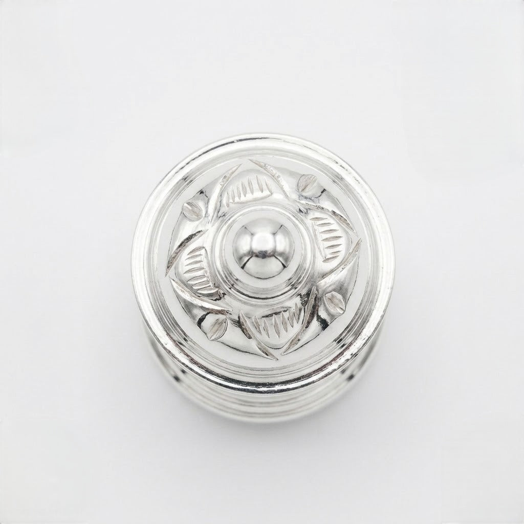 Traditional Silver Kumkum Box with Lid