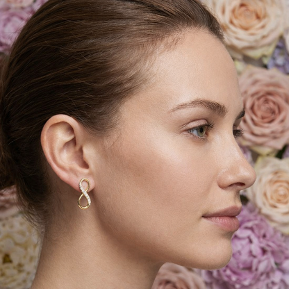 Classic Infinity Curve Diamond Gold Earrings