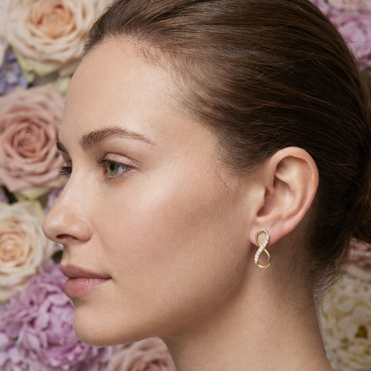 Classic Infinity Curve Diamond Gold Earrings