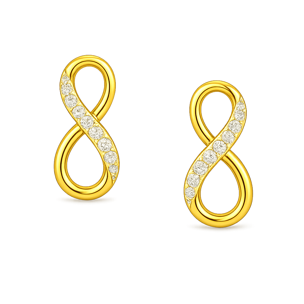 Classic Infinity Curve Diamond Gold Earrings