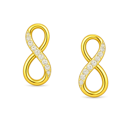 Classic Infinity Curve Diamond Gold Earrings