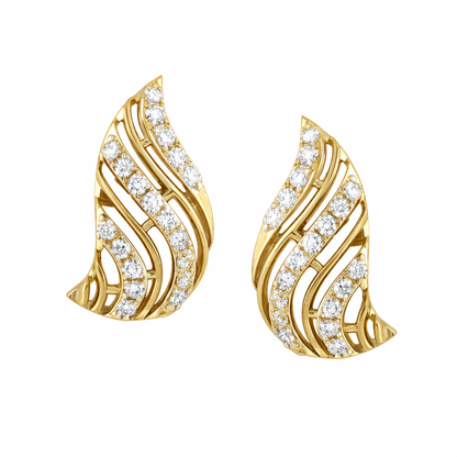 Flowing Wave Elegance Diamond Gold Earrings
