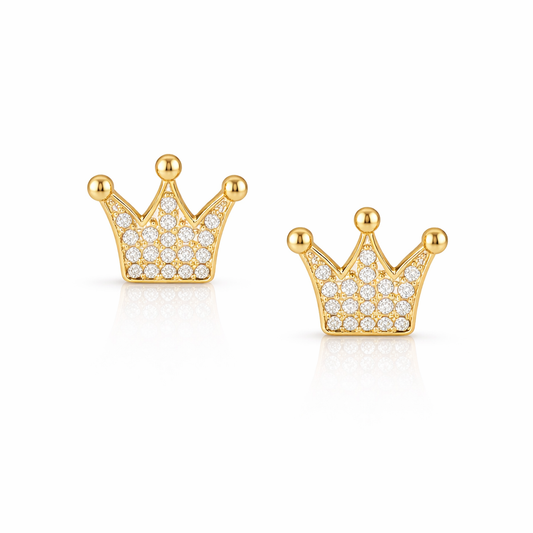 Crown Diamond Gold Earrings