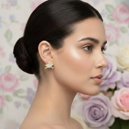 9K Yellow Gold Bunny Diamond Earrings for Women by TTJ Jewellery