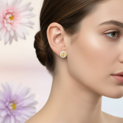 Gold Om Stud Earring