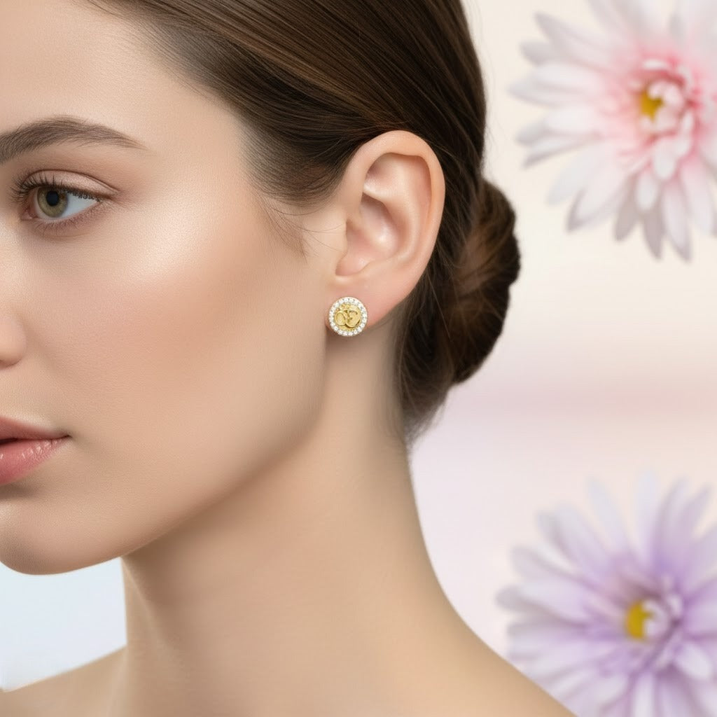 Gold Om Stud Earring