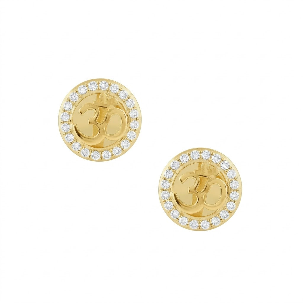 Gold Om Stud Earring