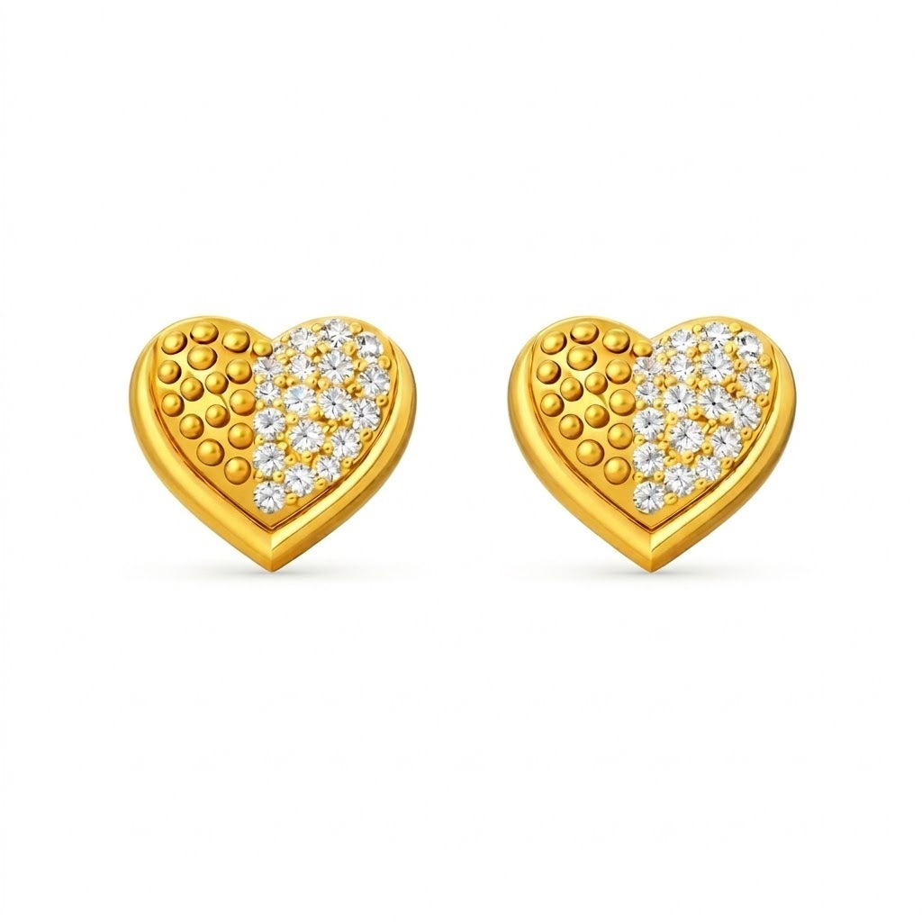 Dual-Tone Heart Diamond Earring
