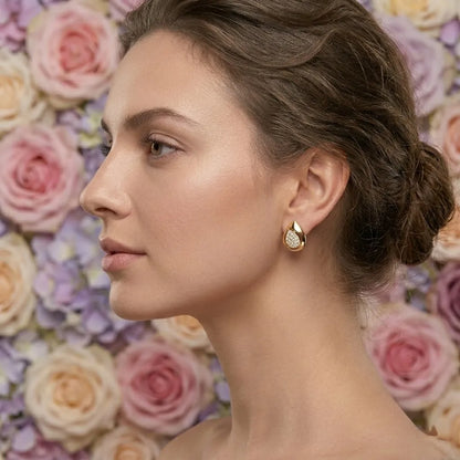 Teardrop Diamond Gold Earrings