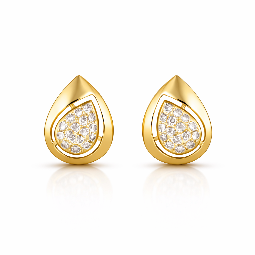 Teardrop Diamond Gold Earrings