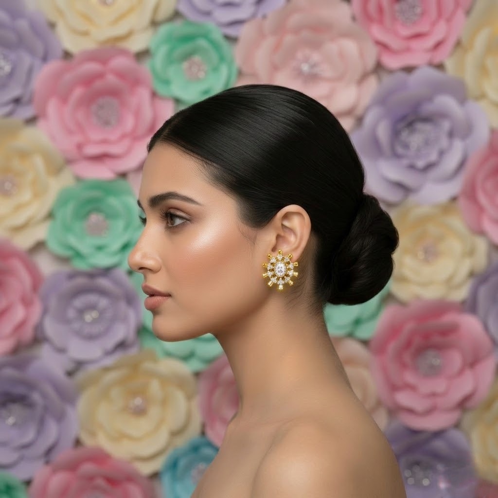 Radiant Sunburst Diamond Earring