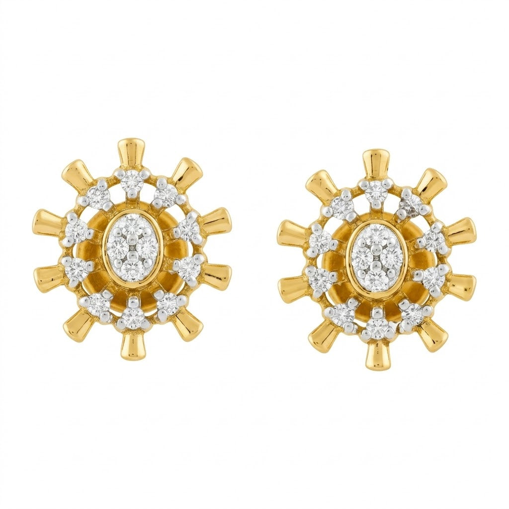 Radiant Sunburst Diamond Earring