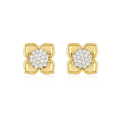 Floral Diamond Gold Earrings
