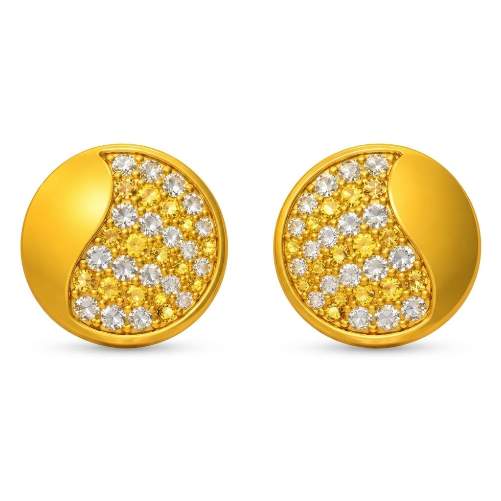 Gold Crescent Stud Earring