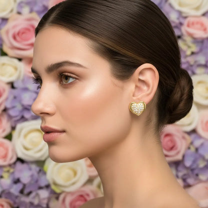 Heart Diamond Gold Earrings