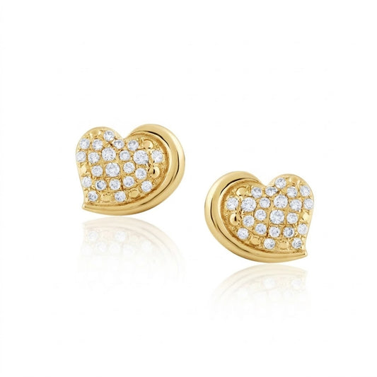 Heart Diamond Gold Earrings