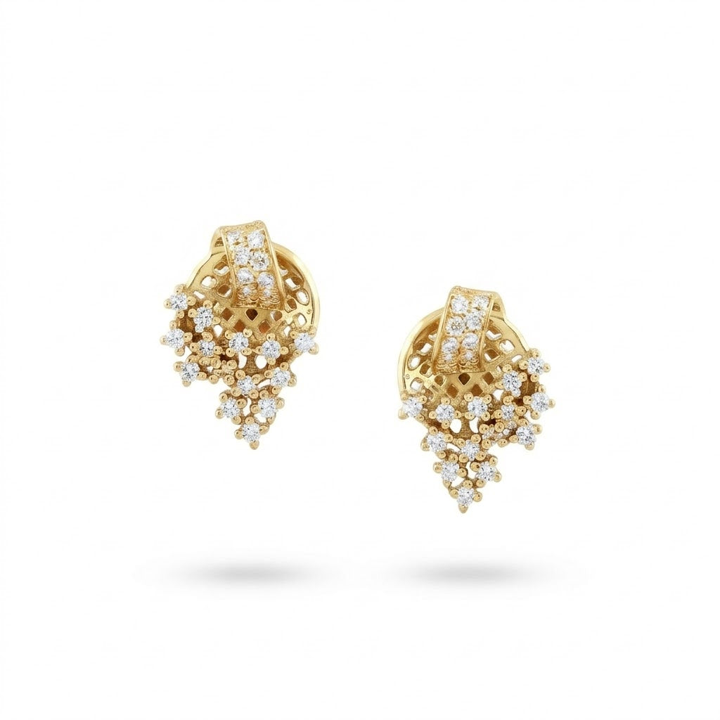 Sparkle Cascade Diamond Gold Earrings