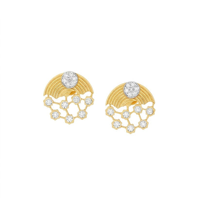 Radiant Arc Pattern Diamond Gold Earrings