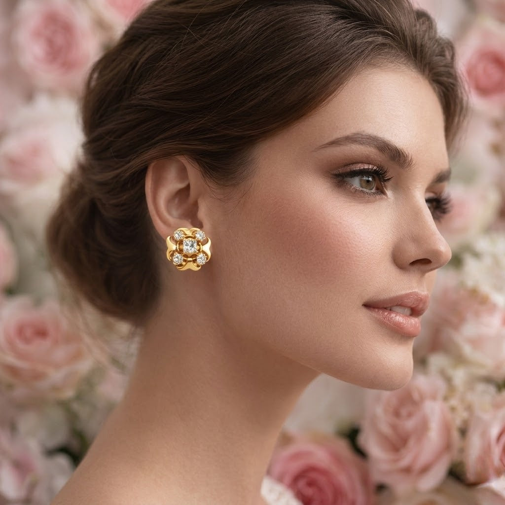Petal Cluster Harmony Diamond Gold Earrings
